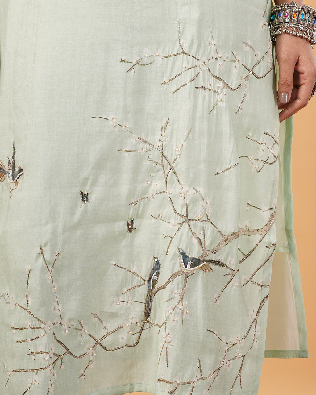 Pastel Green Blend Straight Kurta Dupatta Set with Subtle Embroidery