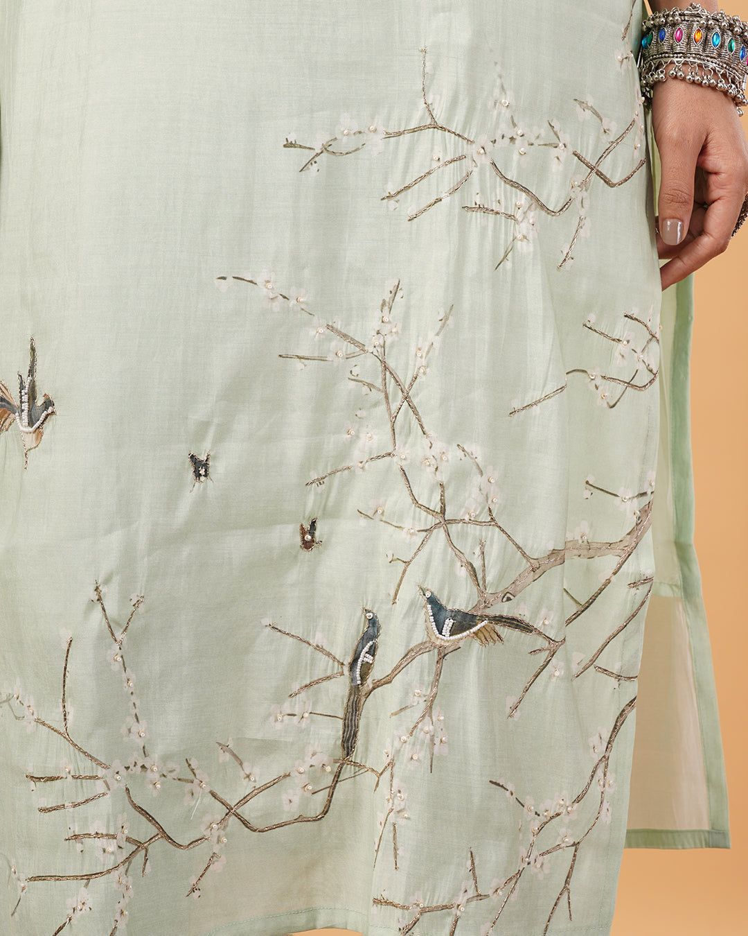 Pastel Green Blend Straight Kurta Dupatta Set with Subtle Embroidery