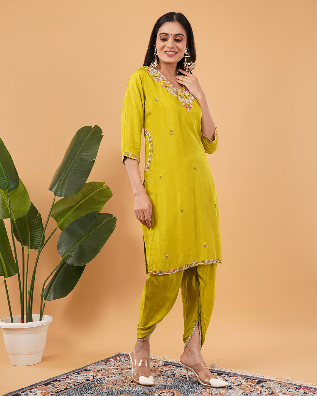 Mustard Yellow Embroidered 3-Piece Suit with Dupatta