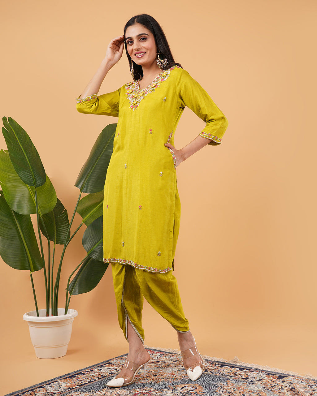 Mustard Yellow Embroidered 3-Piece Suit with Dupatta