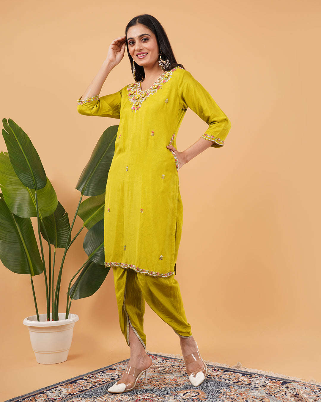 Mustard Yellow Embroidered 3-Piece Suit with Dupatta