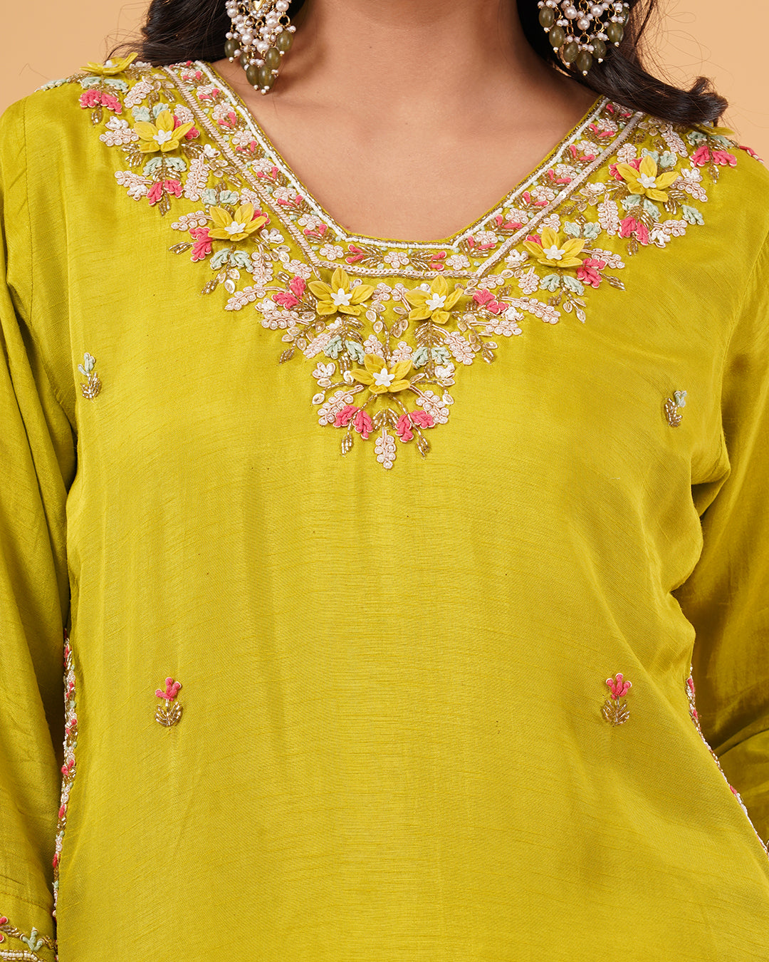 Mustard Yellow Embroidered 3-Piece Suit with Dupatta
