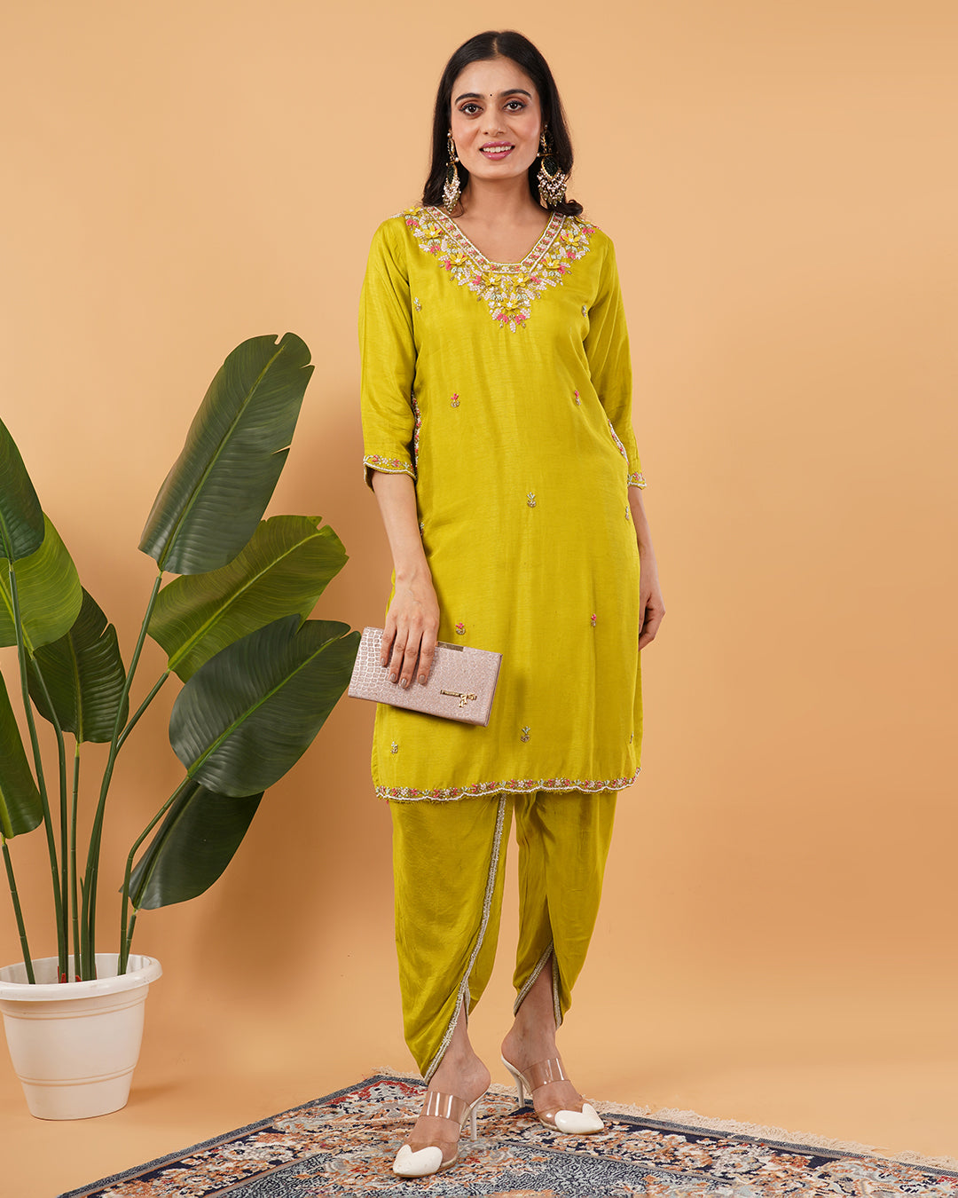 Mustard Yellow Embroidered 3-Piece Suit with Dupatta