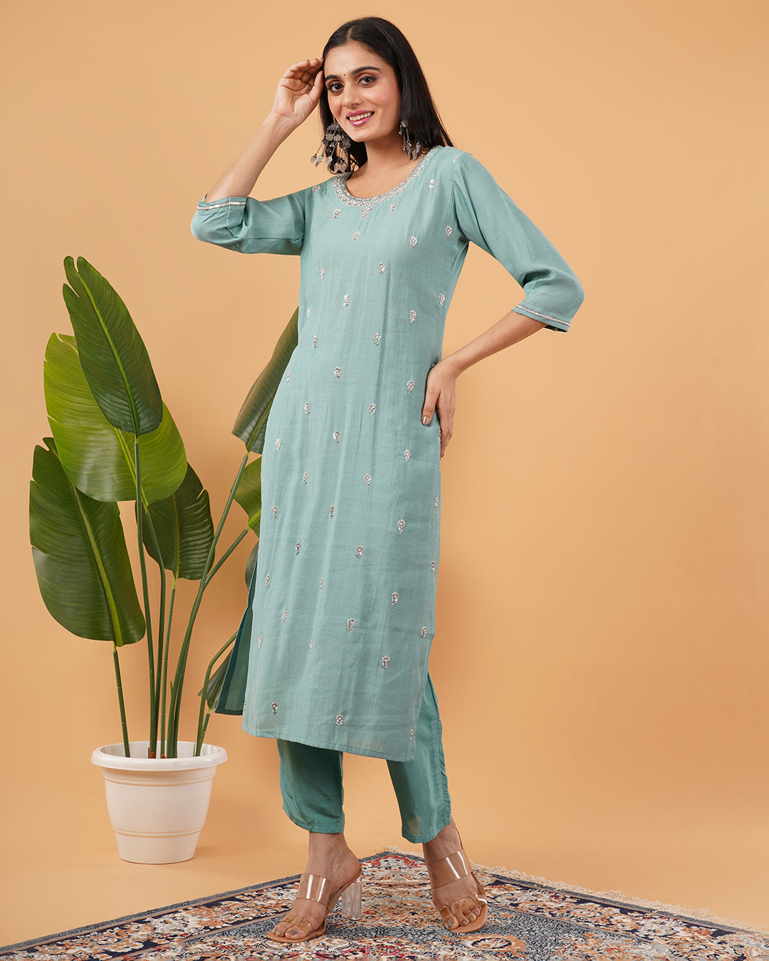 Hand-Embroidered 3-Piece Suit with Dupatta
