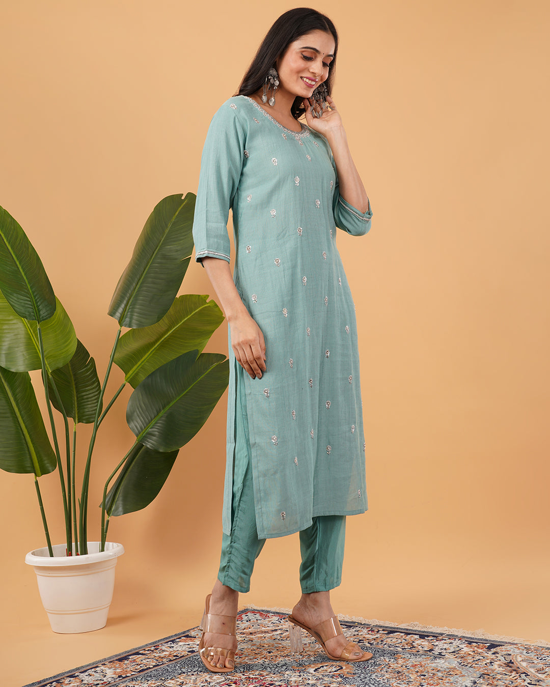 Hand-Embroidered 3-Piece Suit with Dupatta
