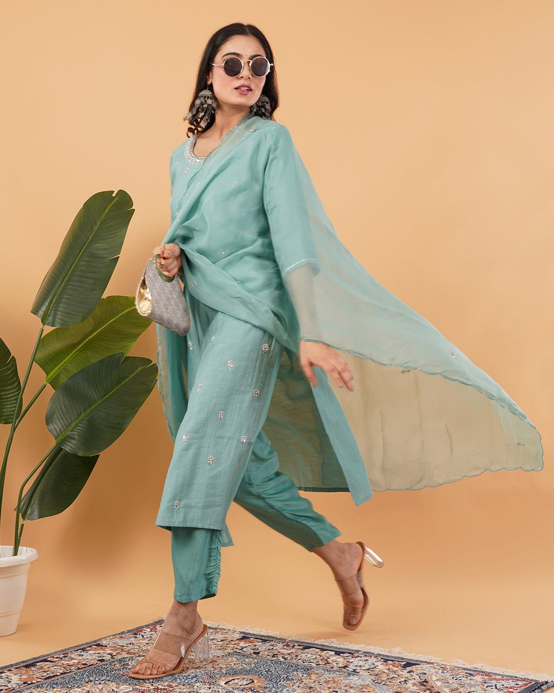 Hand-Embroidered 3-Piece Suit with Dupatta