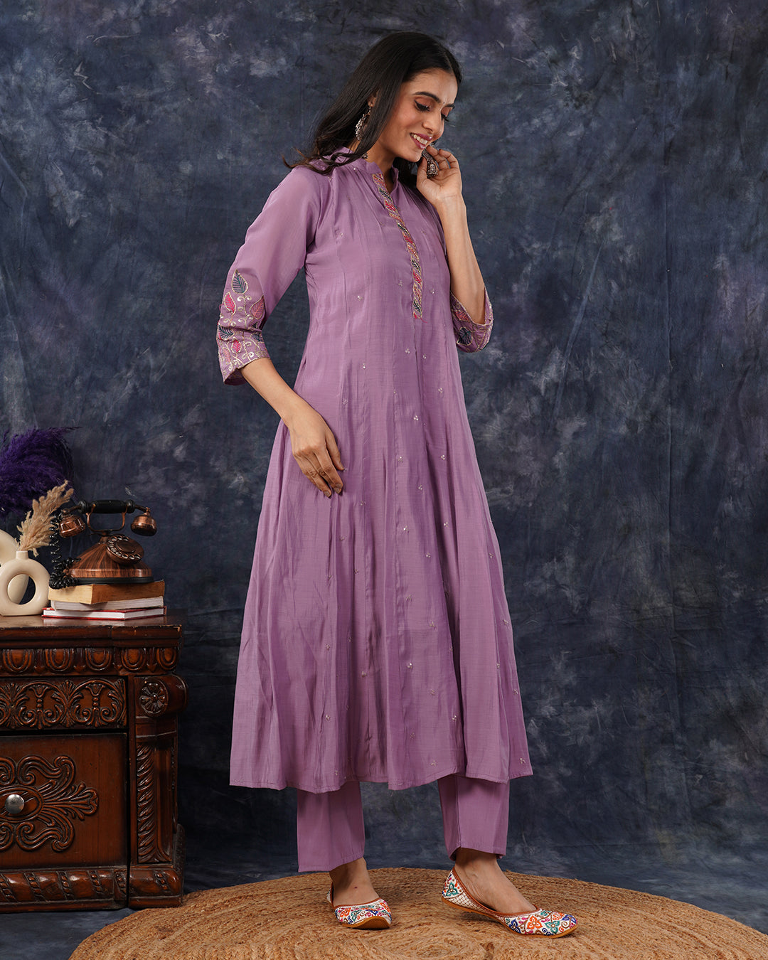 Soft Dusty Lavender Anarkali Kurta Set