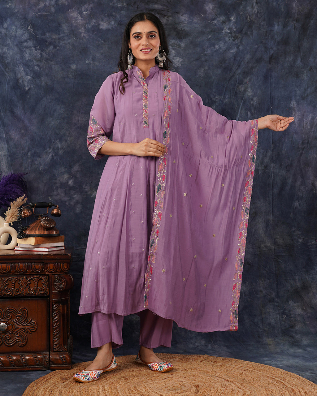 Soft Dusty Lavender Anarkali Kurta Set