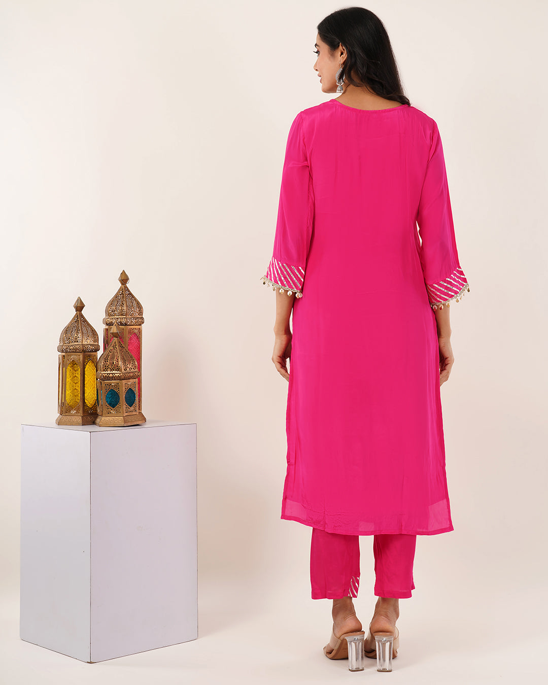 Fuchsia Pink Embroidered 3-Piece Suit