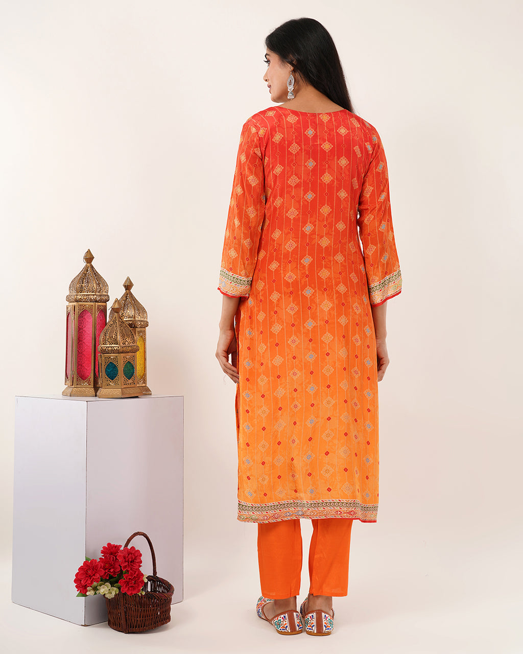 Ember Glow Printed & Embroidered Kurta Set