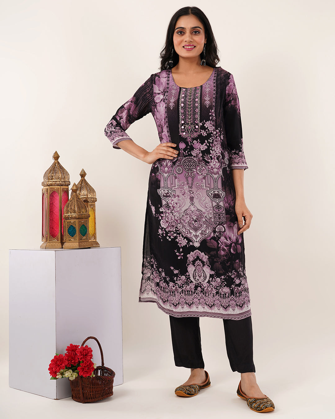 Midnight Bloom Printed Kurta Set
