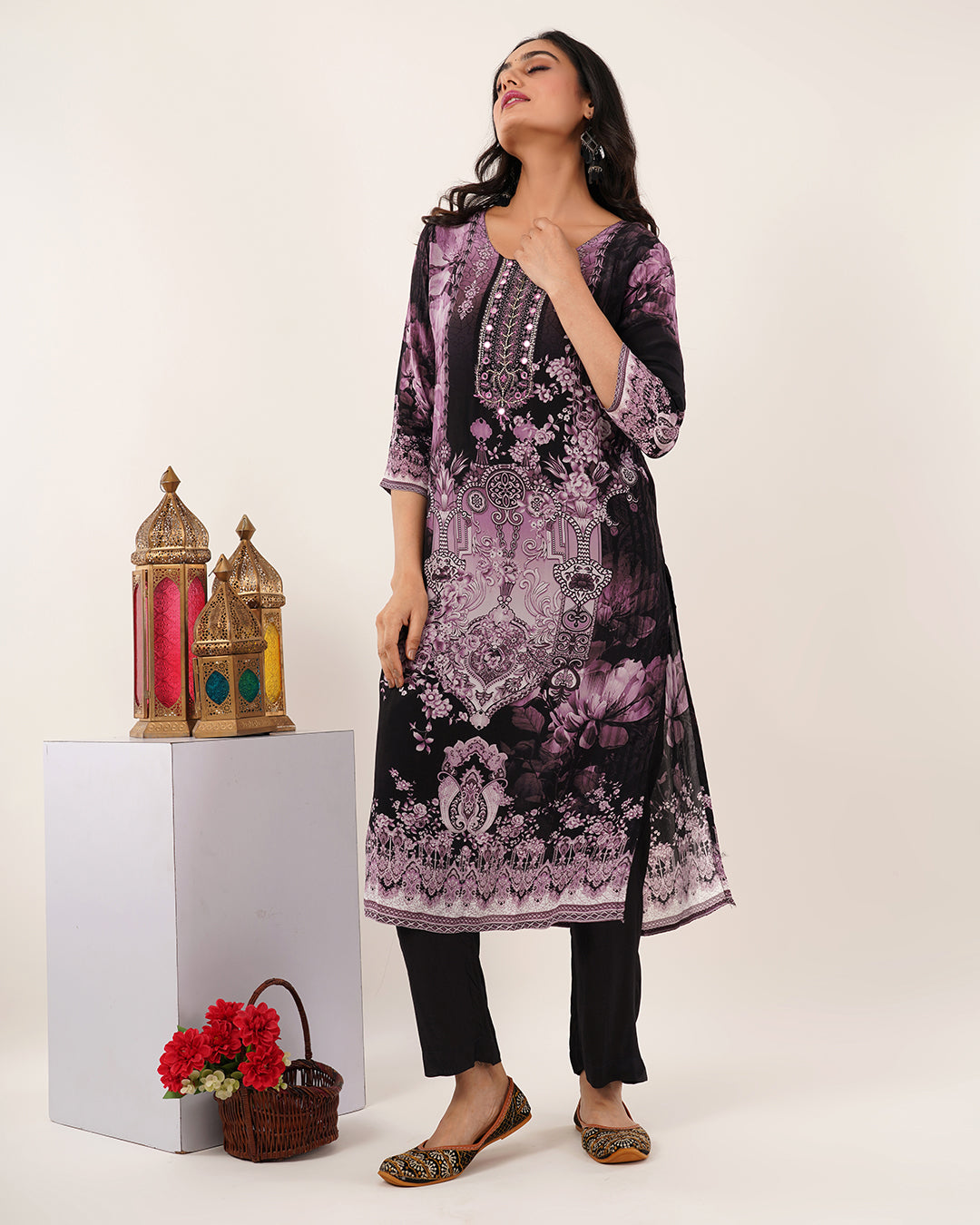 Midnight Bloom Printed Kurta Set
