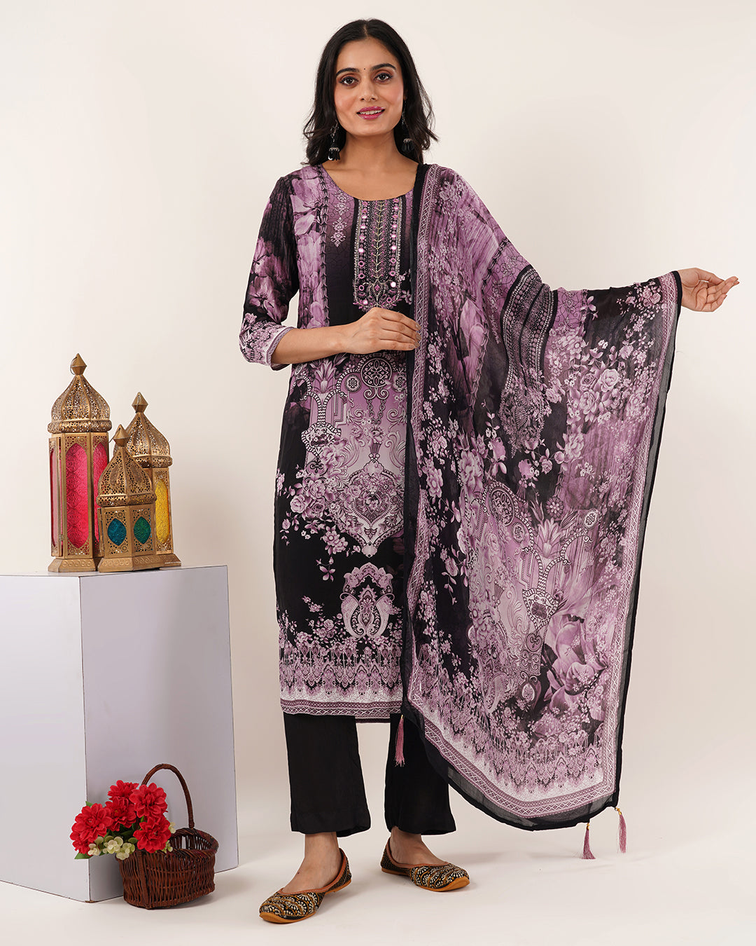 Midnight Bloom Printed Kurta Set