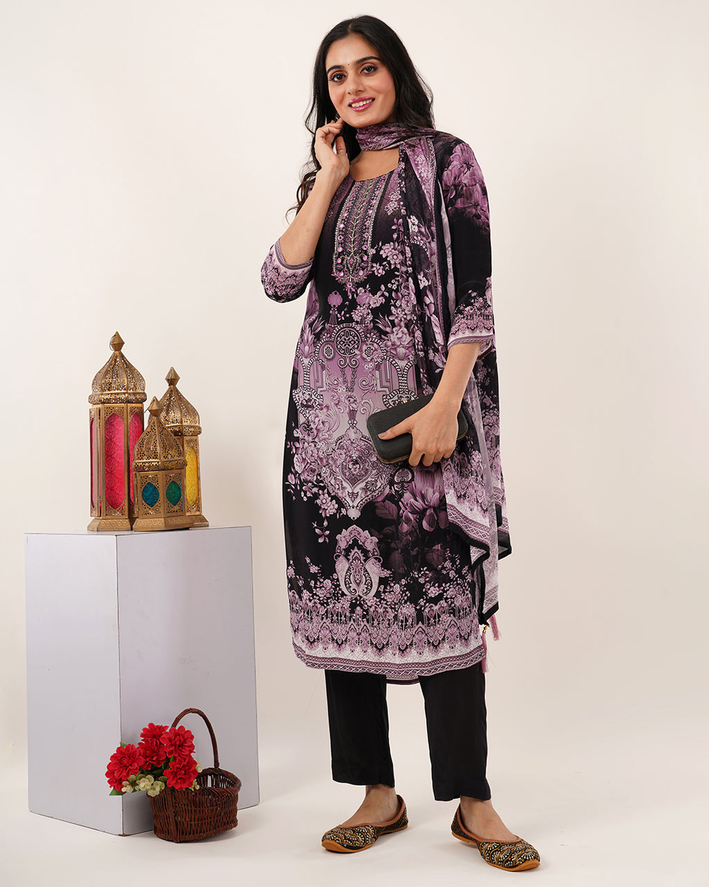 Midnight Bloom Printed Kurta Set